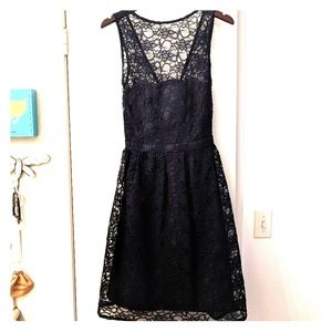 Navy blue lace bridesmaid dress